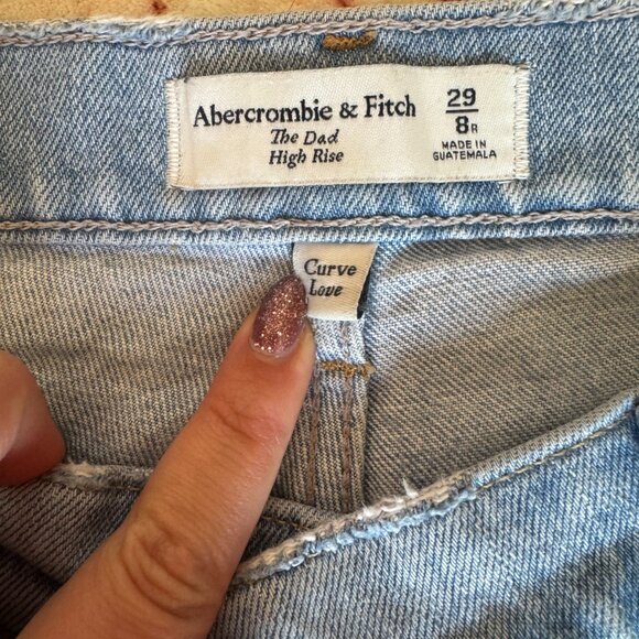 Abercrombie & Fitch Curve Love light wash Dad Jeans w/ Criss Cross Waistband 29 - Picture 4 of 10